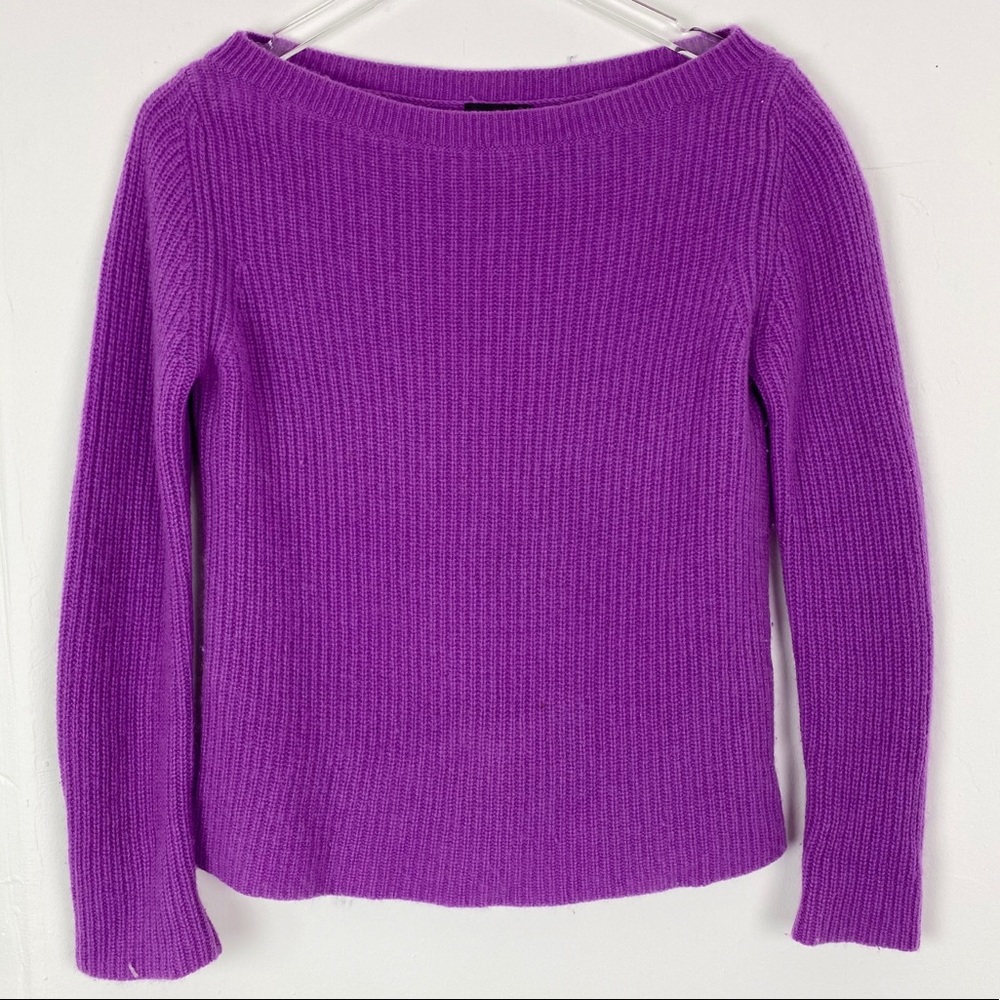 Halogen Purple 100% Cashmere Boatneck Sweater